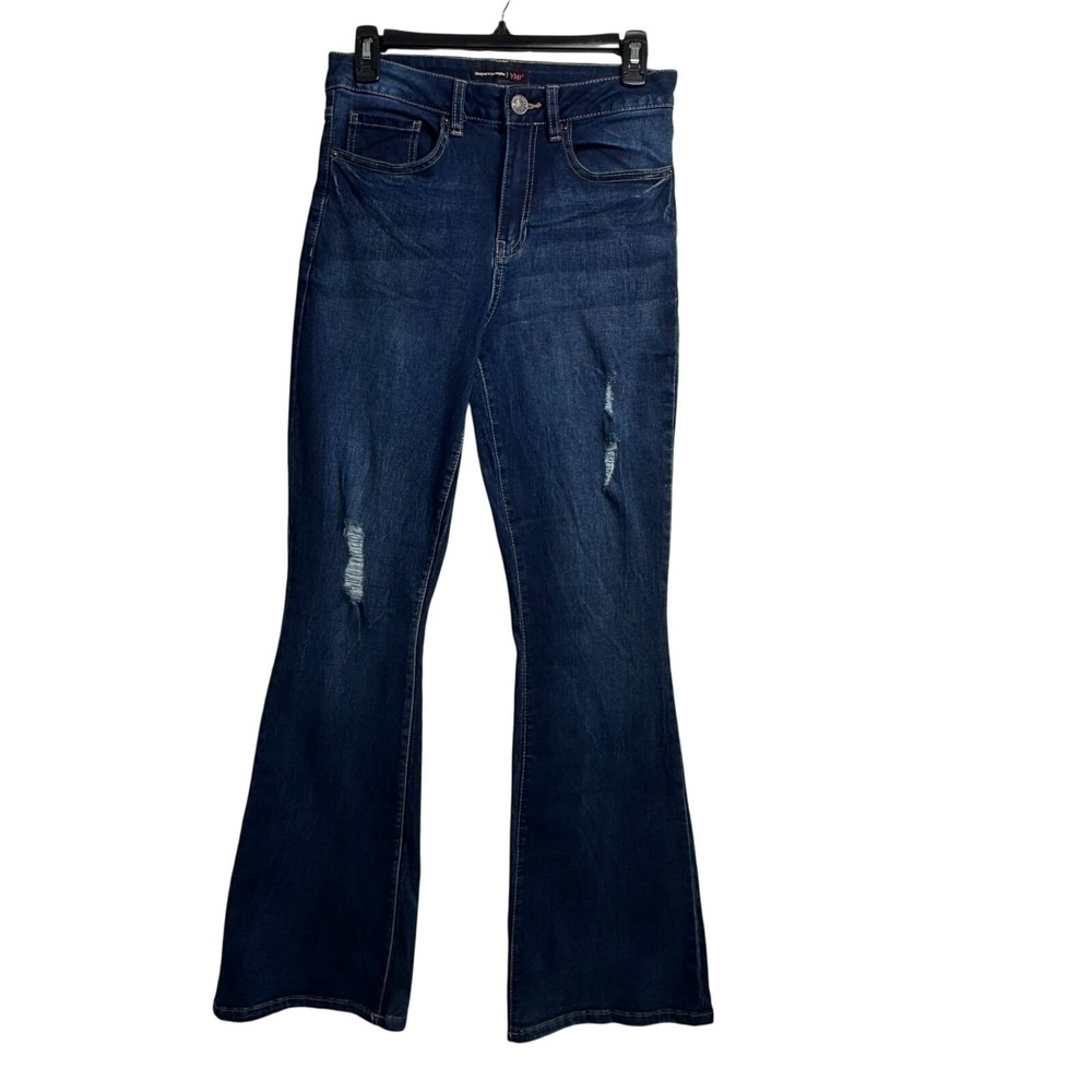 NWT YMI Women's Size 7/28 Bootcut Jeans Distressed Dark Wash Mid Rise Stretch